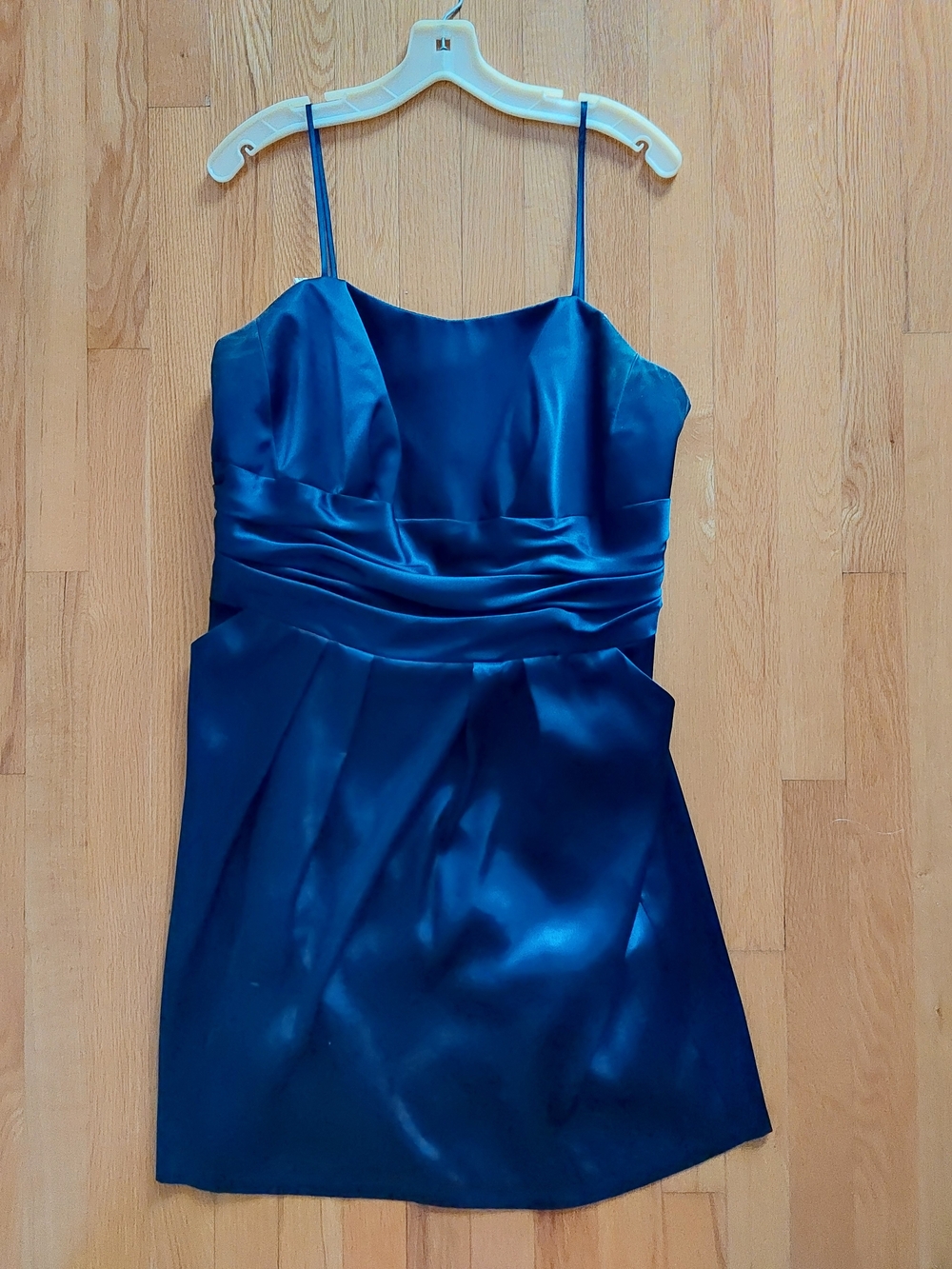 David's Bridal Satin Spaghetti-Strap Mini Dress - Midnight Blue